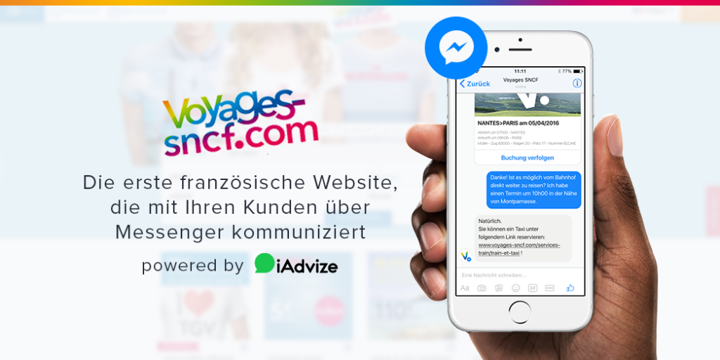 Dank iAdvize, kommuniziert Voyages-sncf.com über Facebook Messenger mit seinen Kunden Dank iAdvize, kommuniziert Voyages-sncf.com über Facebook Messenger mit seinen Kunden