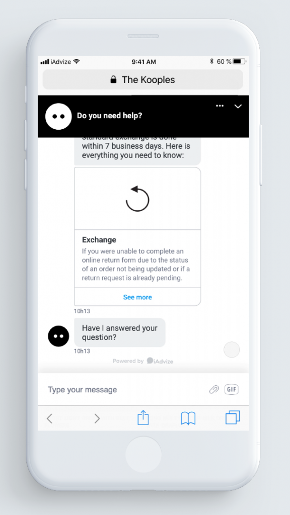 Conversational Tools Mix the kooples chat 1 iAdvize